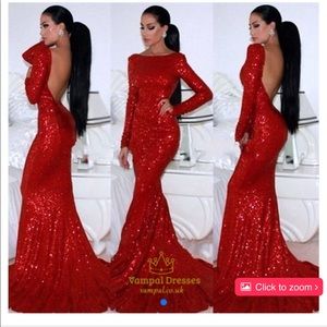 Long sleeved red sequin prom dress(brand new)